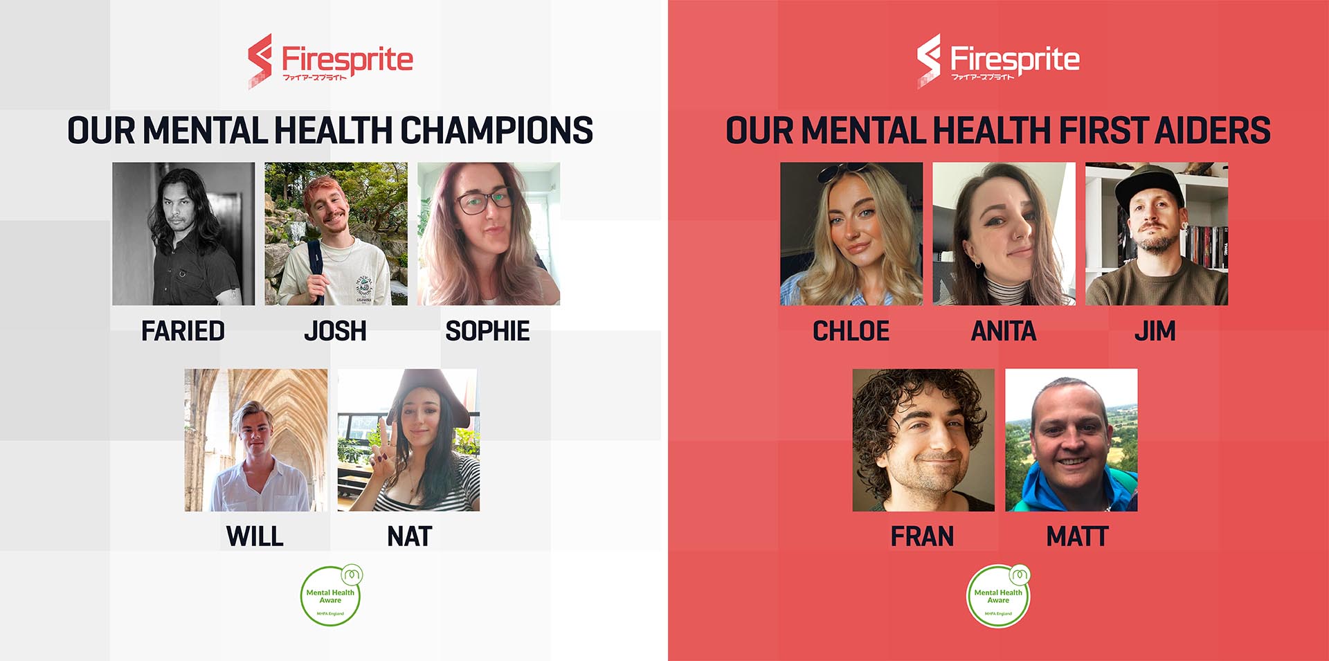 The Firesprite Mental Health Champions and Mental Health First Aiders